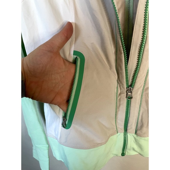 Lululemon White/Gray/Mint Full Zip Beach Runner Jacket Size 10 Running Athletic - Picture 4 of 5